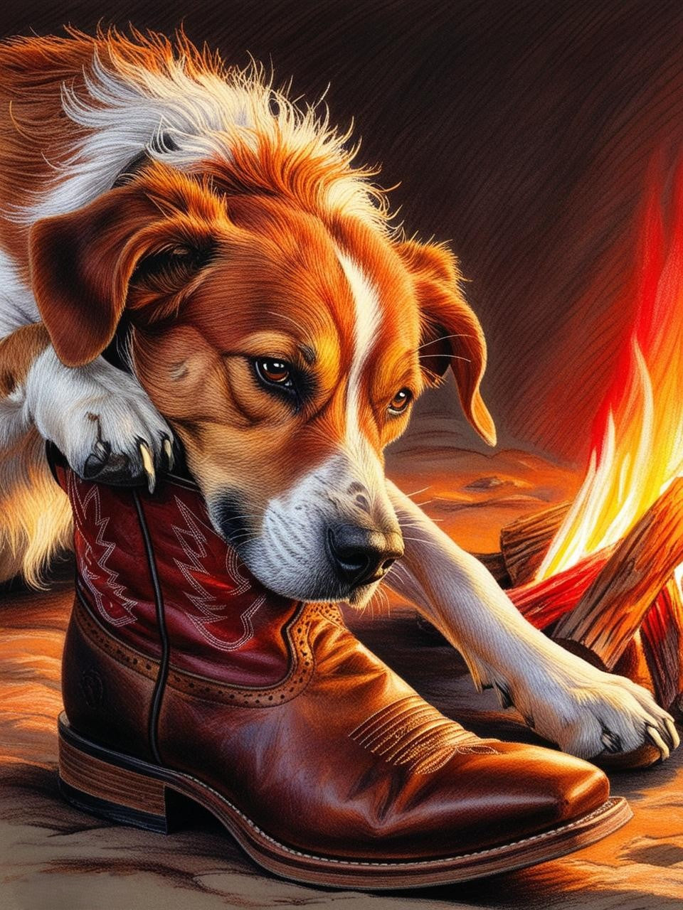 Paint by Number Heartfelt Rest: Cattle Dog and Cowboy's Connection