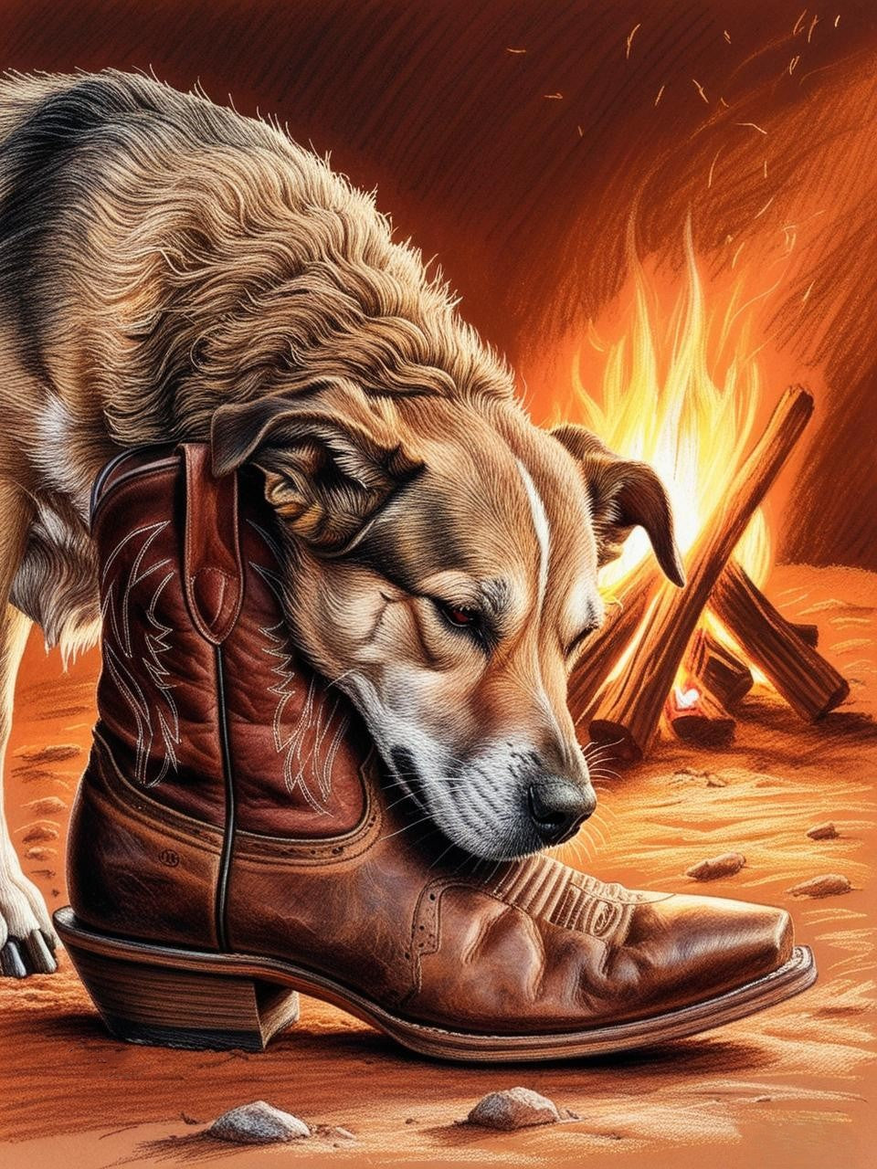 Paint by Number Cattle Dog and Cowboy’s Bond