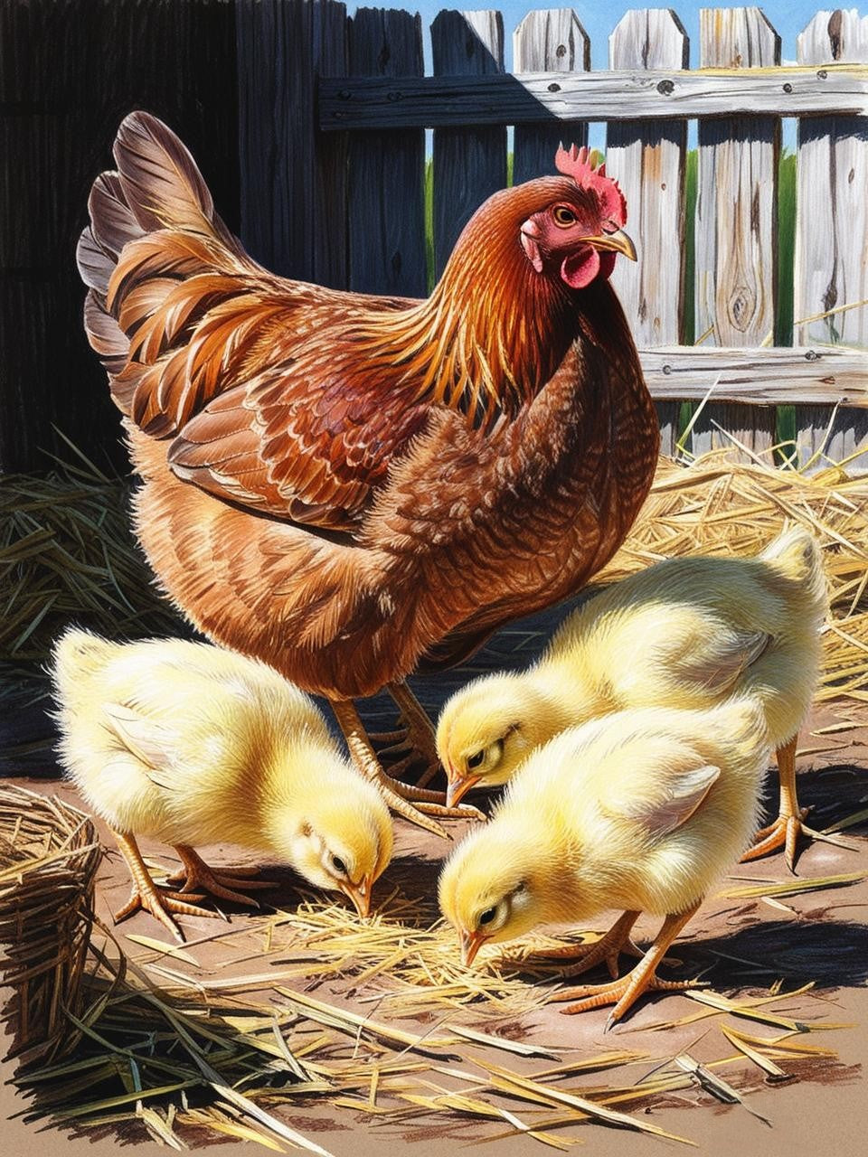 Paint by Number Mother Hen and Chicks
