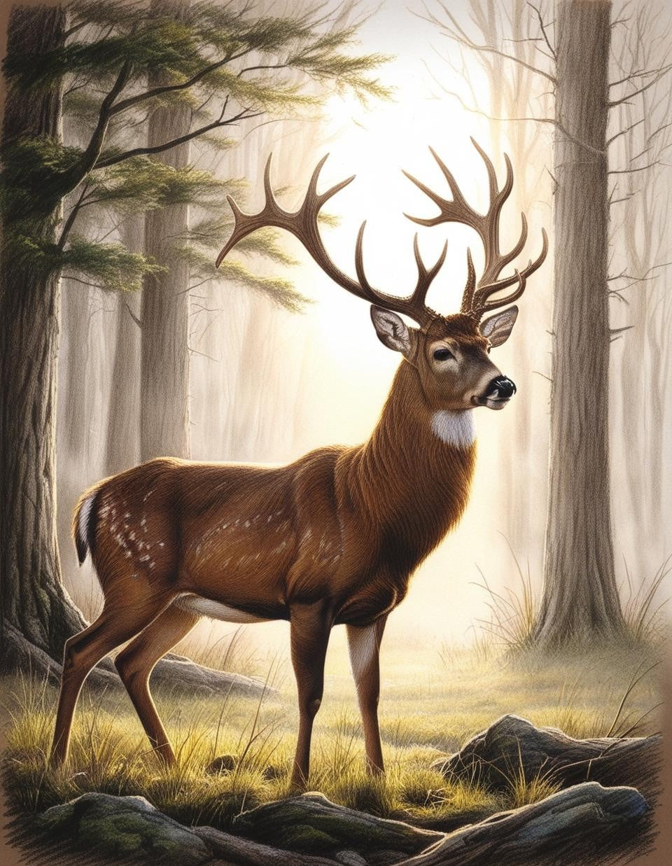 Paint By Number Majestic Deer in a Morning Glade