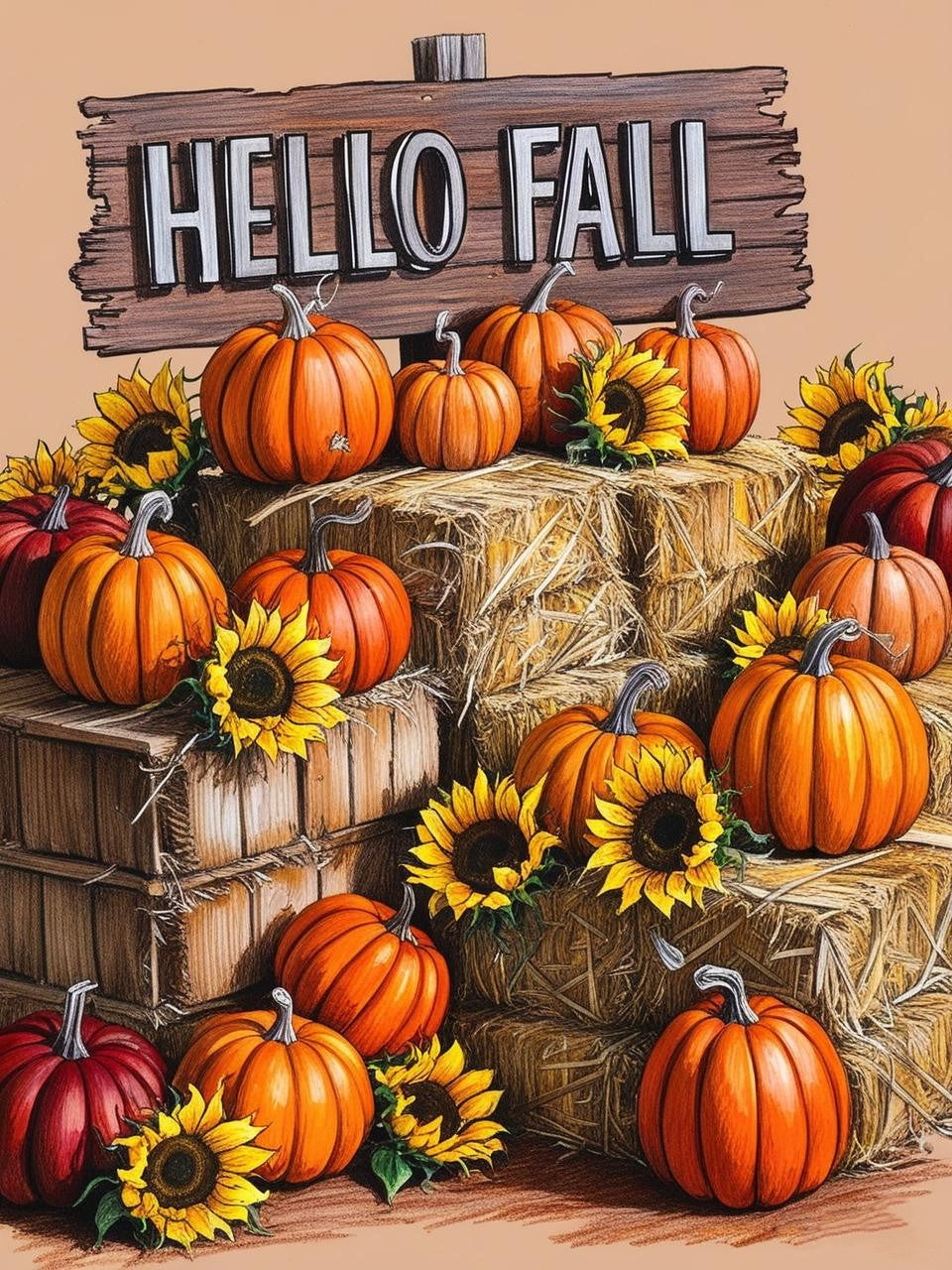 Paint By Number Sunflower & Pumpkin Harvest Delight