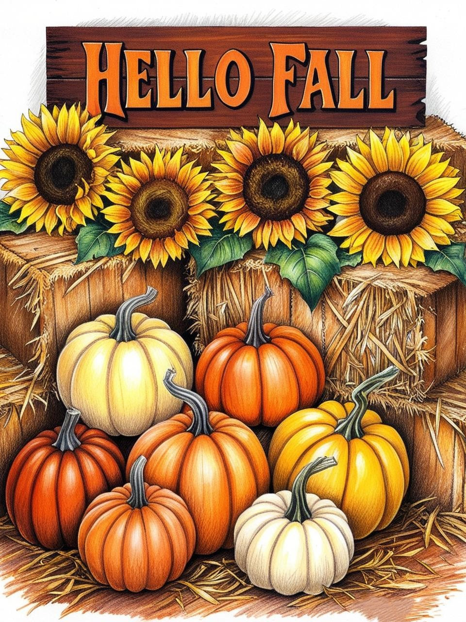 Paint By Number Golden Sunflower Pumpkin Dream