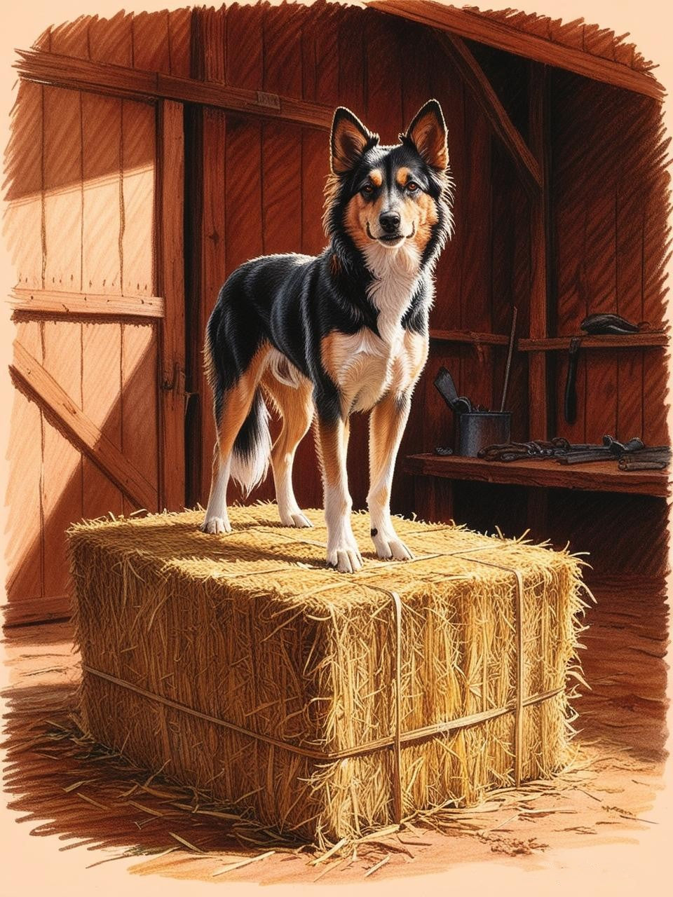 Paint by Number Kelpie Watching Over the Hay