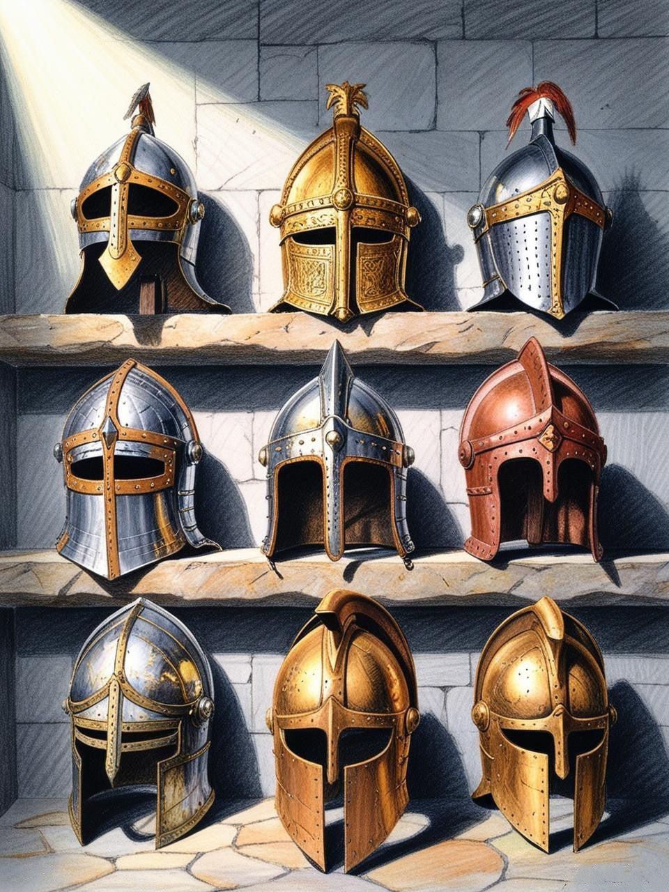 Paint by Number Knight’s Helm on Display