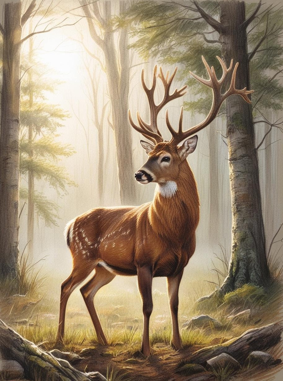 Paint By Number Gentle Deer in a Woodland Clearing