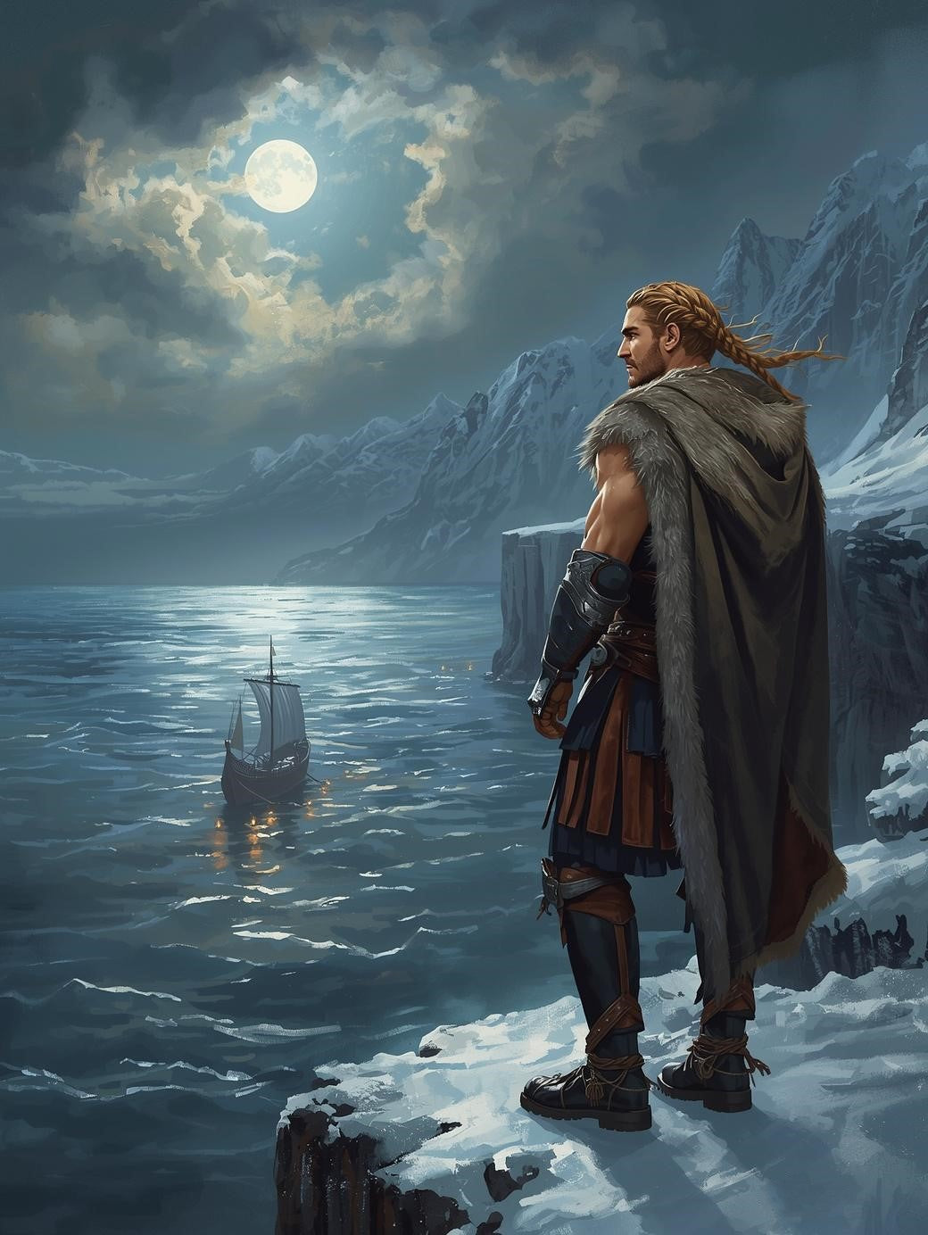 Paint by Number Nordic Warrior at Moonrise – DIY Canvas Painting Kit