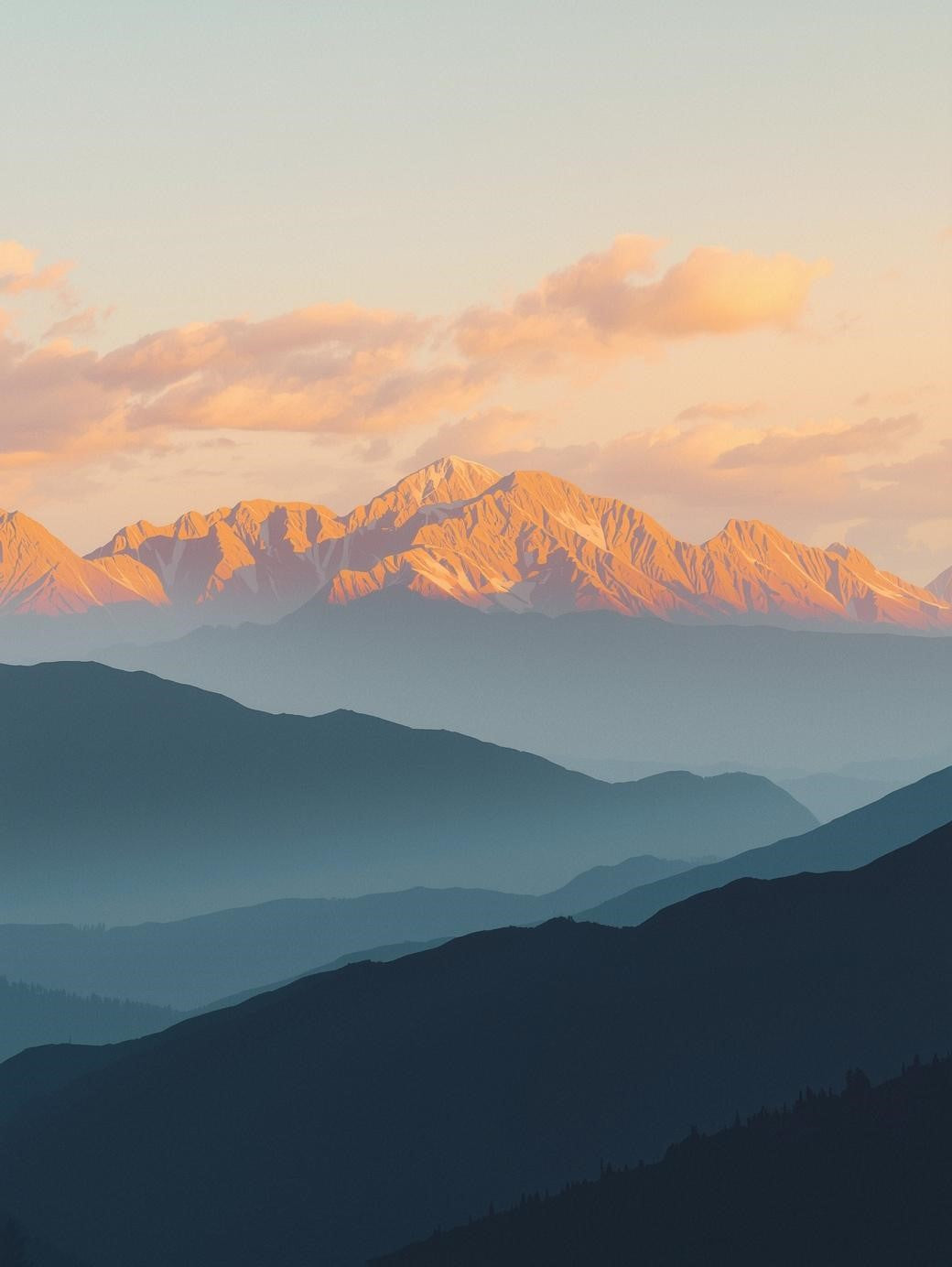 Paint by Number Soft Mountain Layers at Sunset - DIY Paint by Number Kit