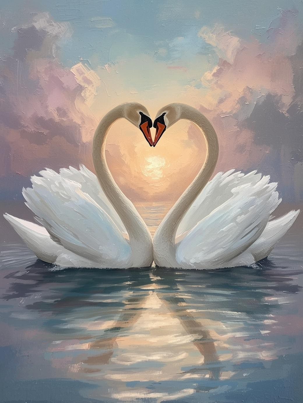 Paint by Number Swan Heart on Peaceful Pond – Romantic Nature Paint by Number Kit for Adults