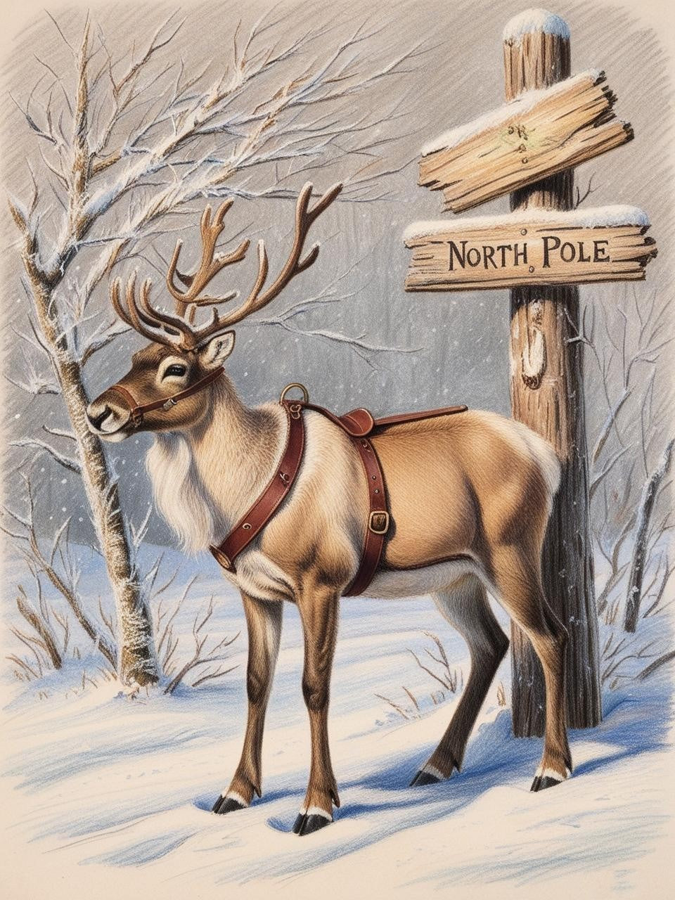 Paint by Number Through the Snow with a Reindeer