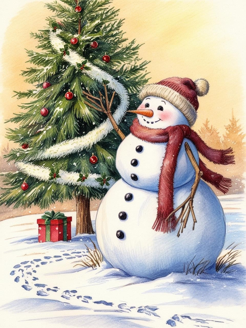 Paint by Number Magical Christmas Snowman