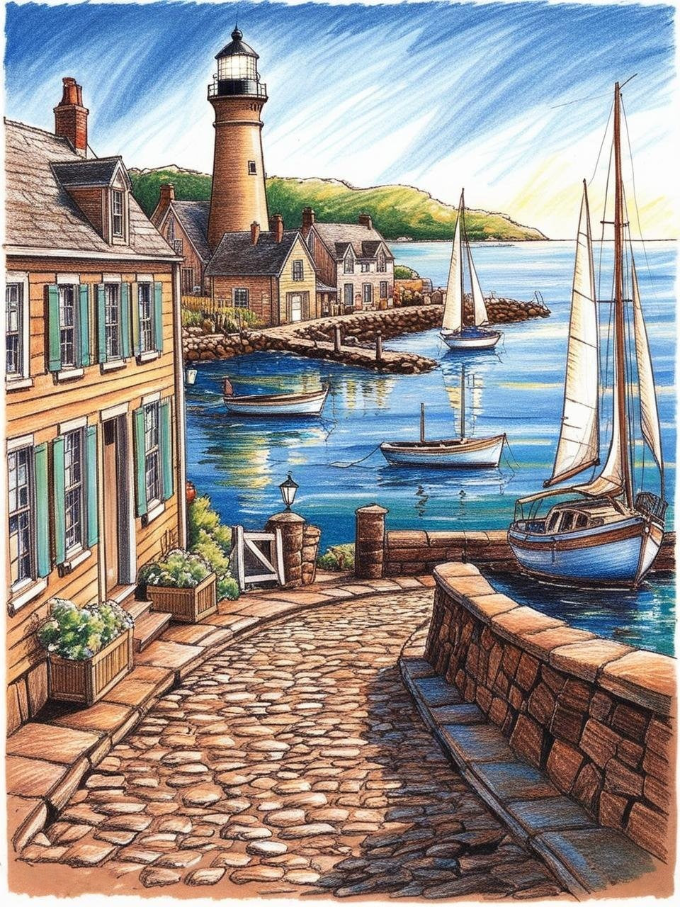 Paint by Number Harbor Village Charm