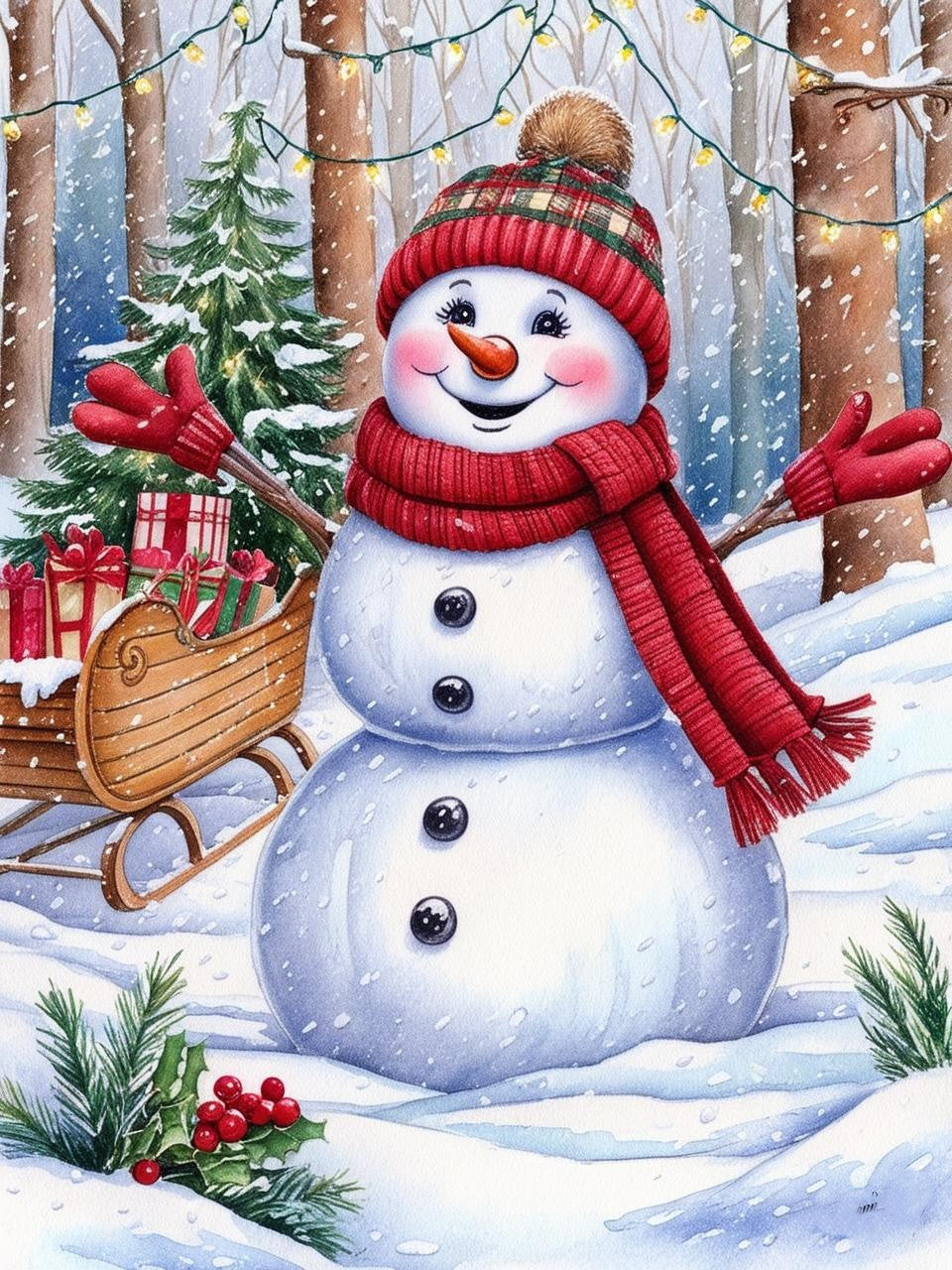Paint by Number Joyful Winter Snowman