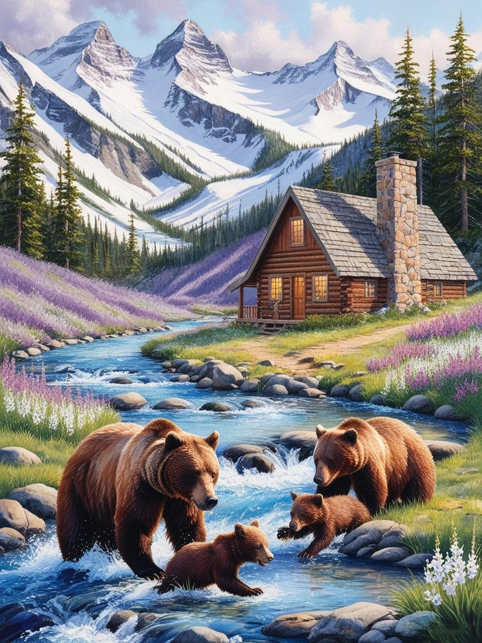Paint by Number Mother's Love for Her Bears