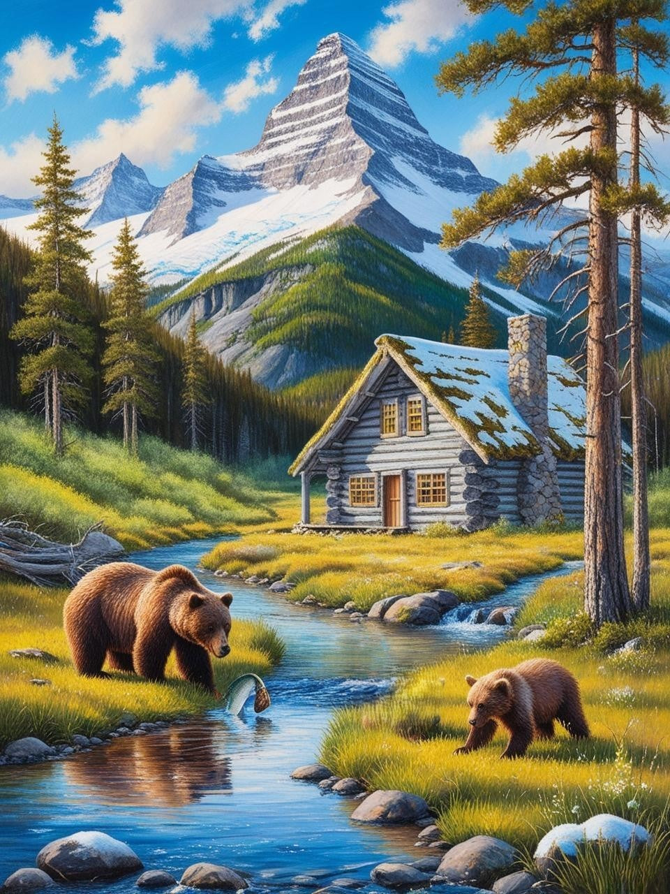 Paint by Number Mountain Paths of the Bear Family