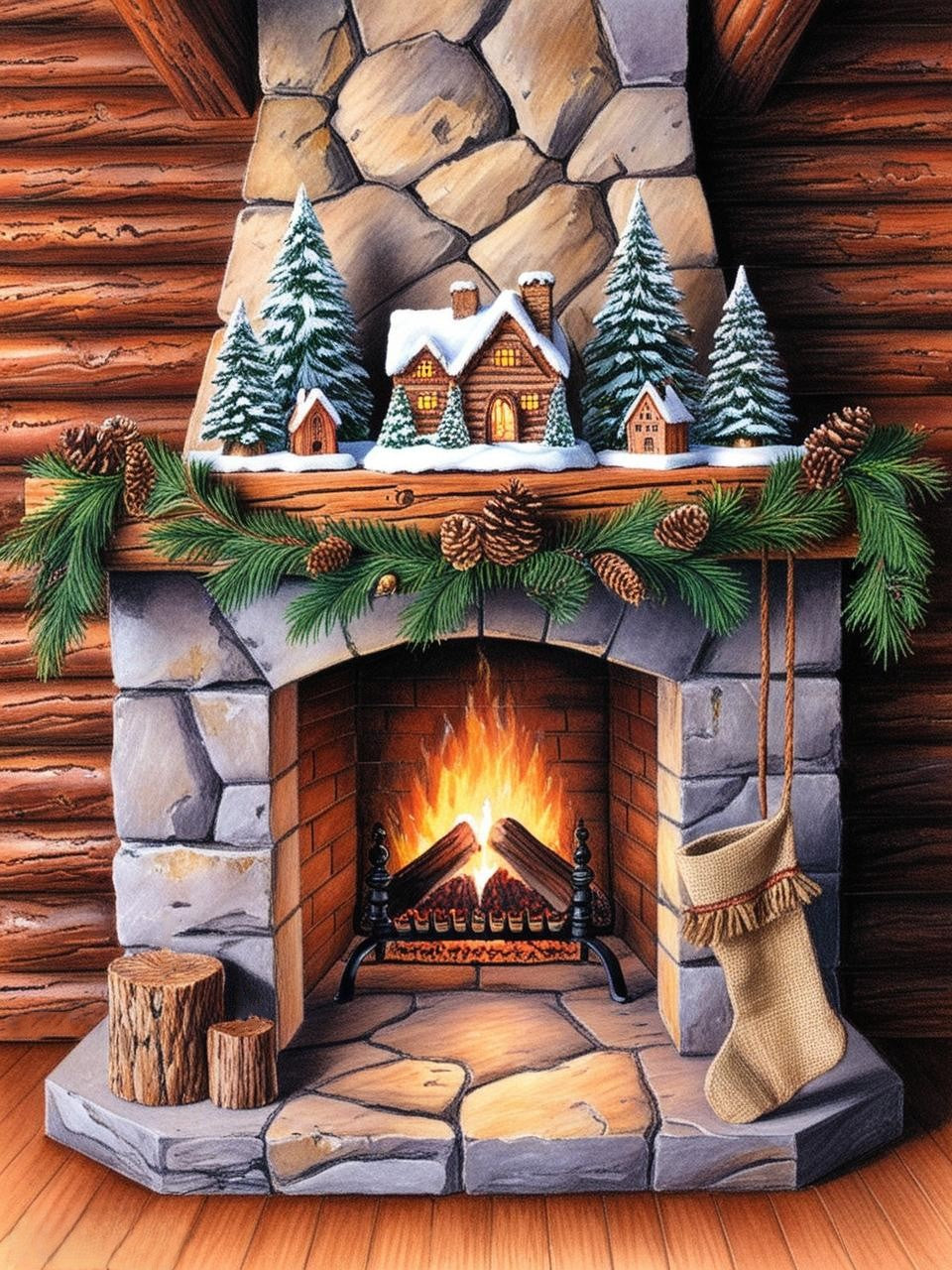 Paint by Number Log Cabin Glow