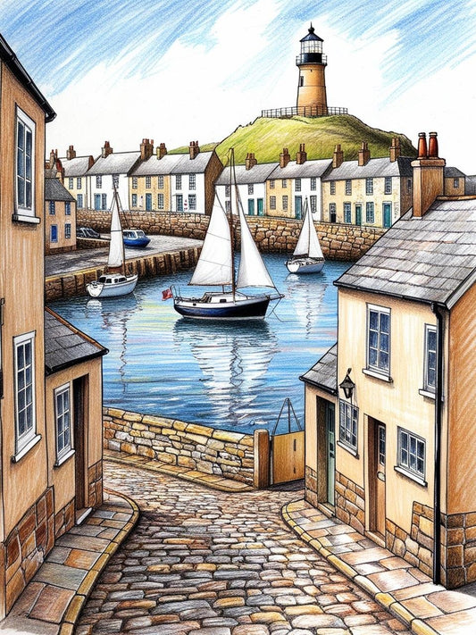 Paint by Number Seaside Village View