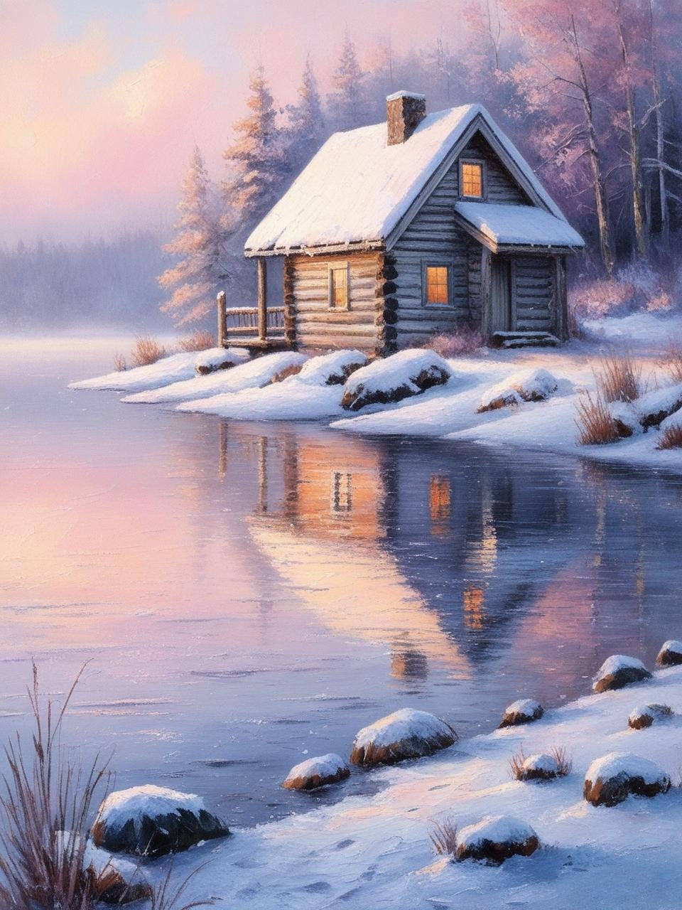 Paint by Number Chilly Morning Cabin View