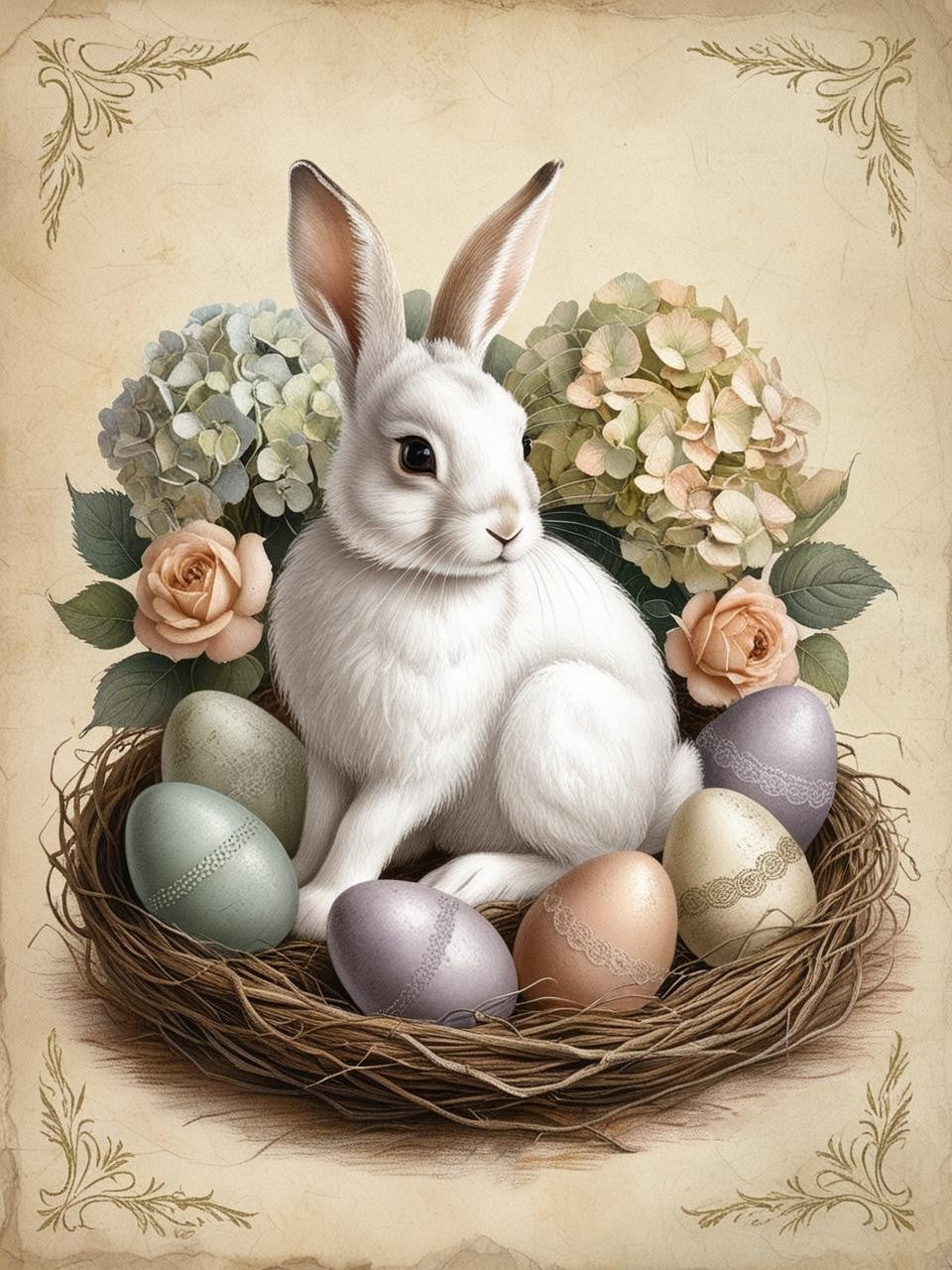 Paint by Number Heirloom Bunny & Easter Basket Treasures