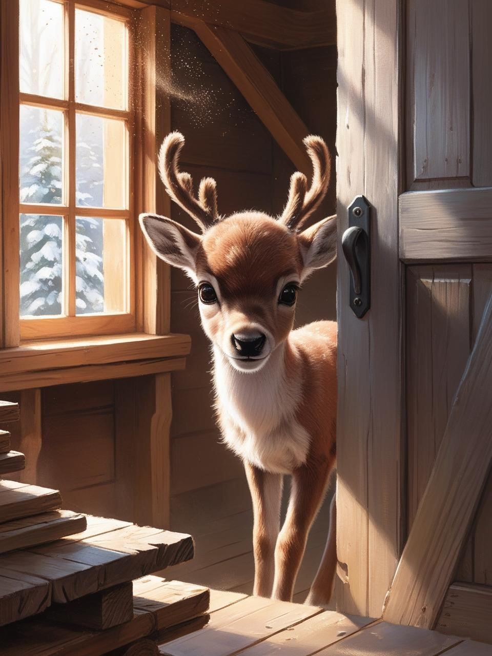 Paint by Number Peeking in Reindeer