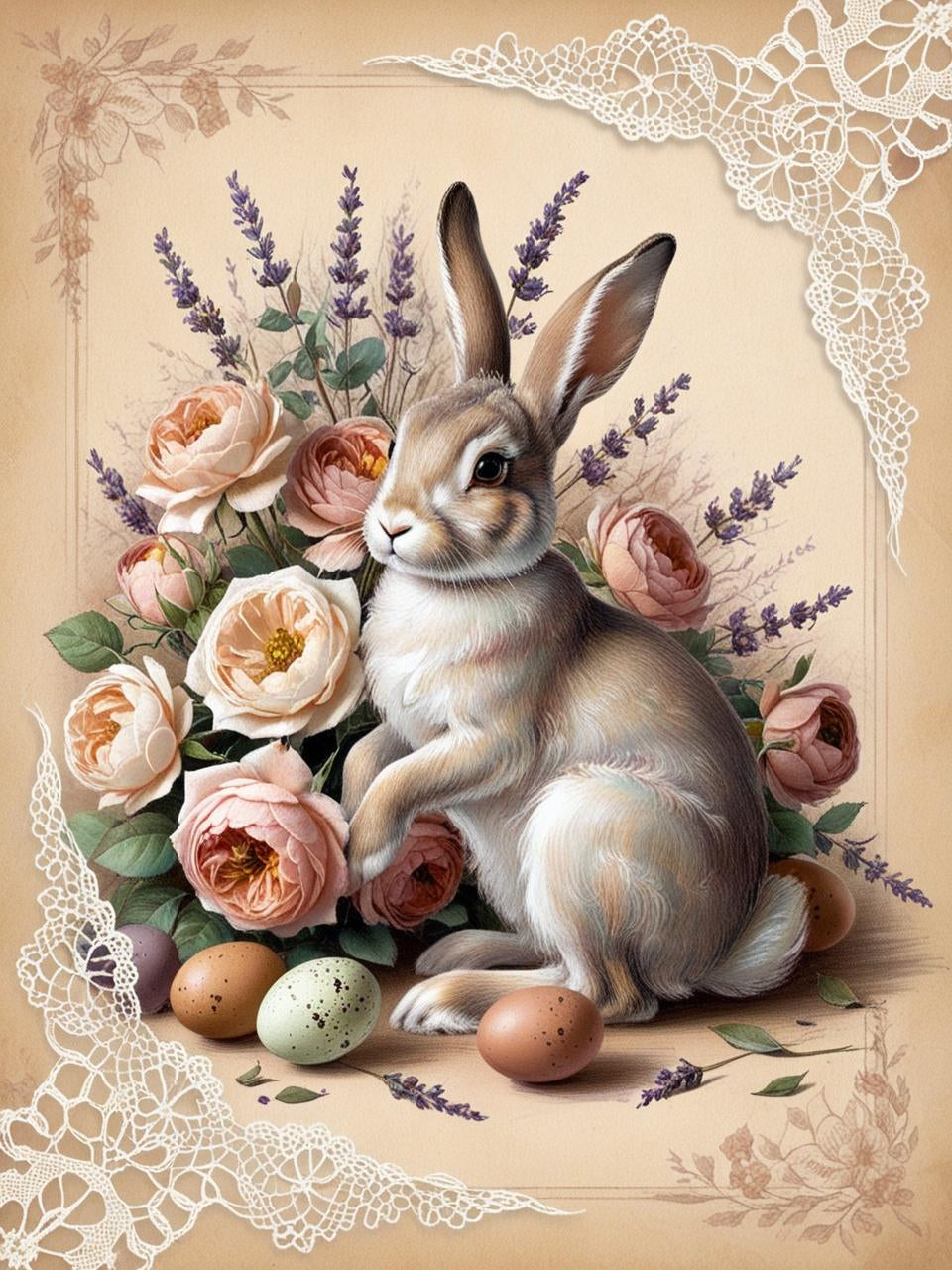 Paint by Number Classic Bunny in Floral