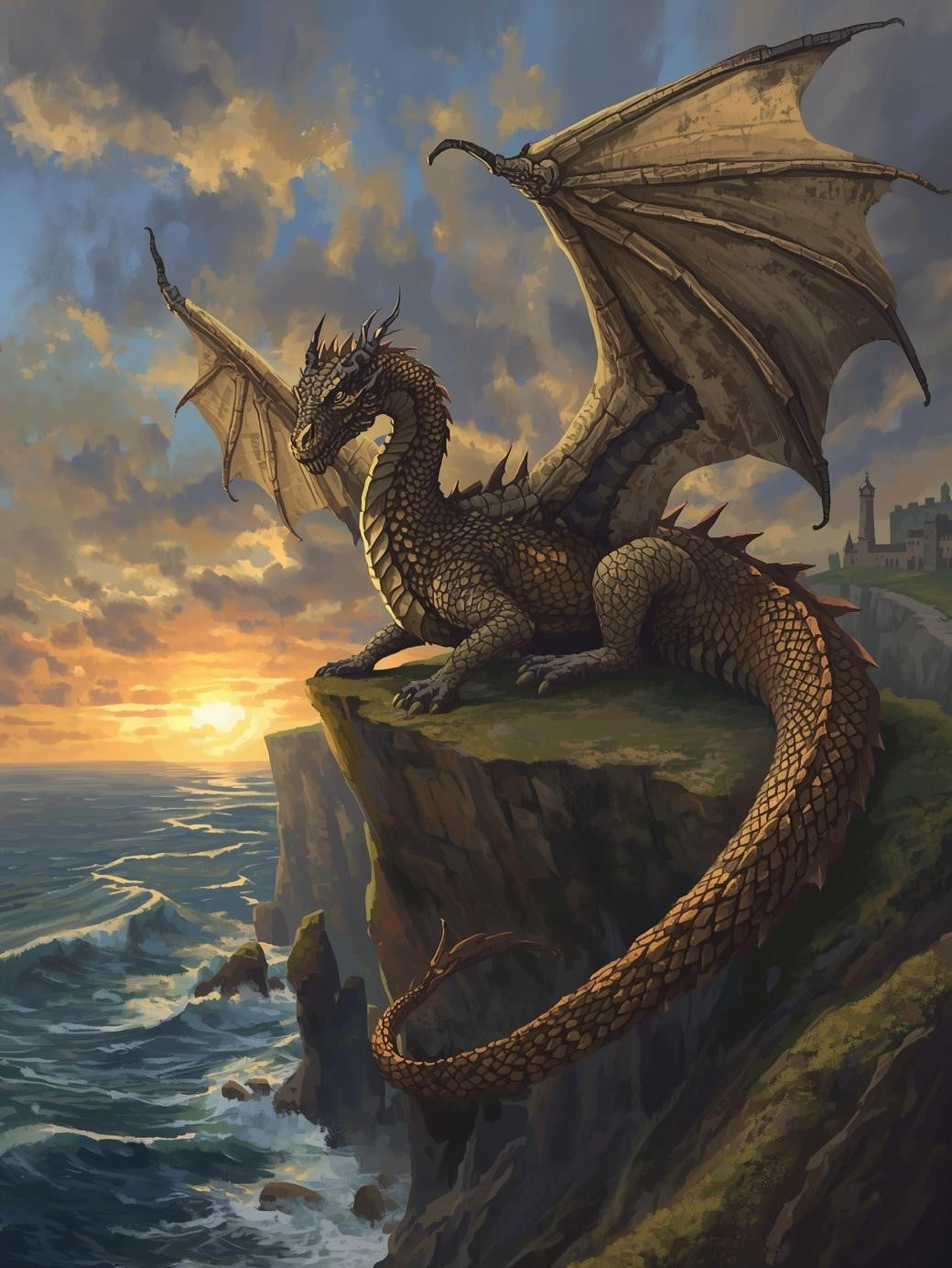 Paint by Number Coastal Dragon at Golden Sunset – DIY Paint by Number Kit