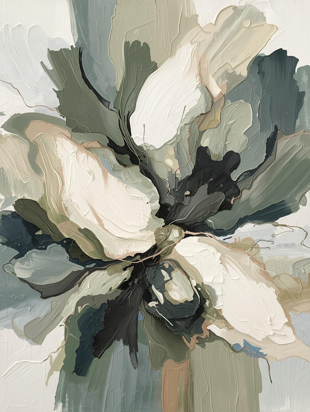 Paint by Number Neutral Botanical Burst – Abstract Floral Canvas Kit for Adults