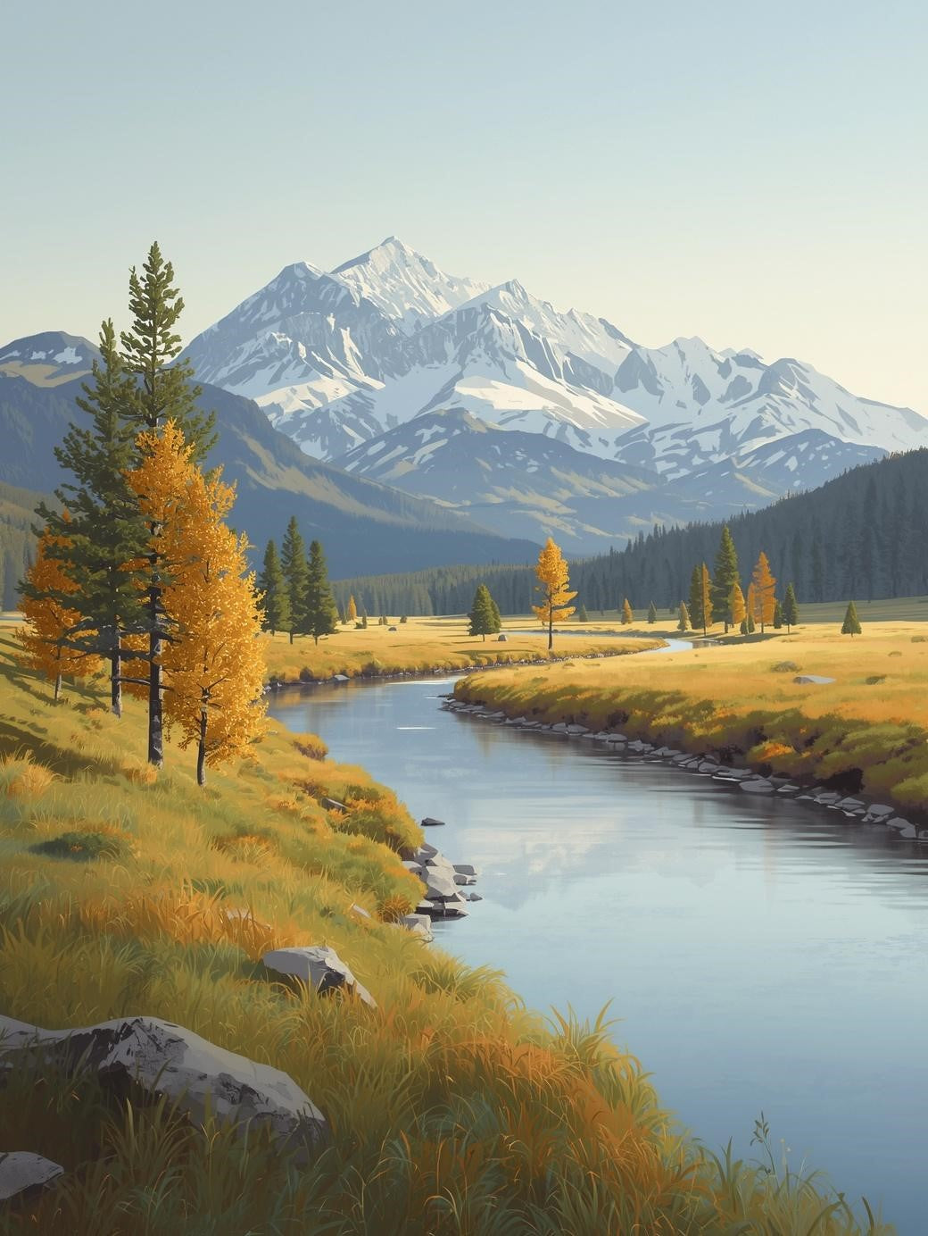 Paint by Number Golden Autumn River Valley - DIY Paint by Number Kit