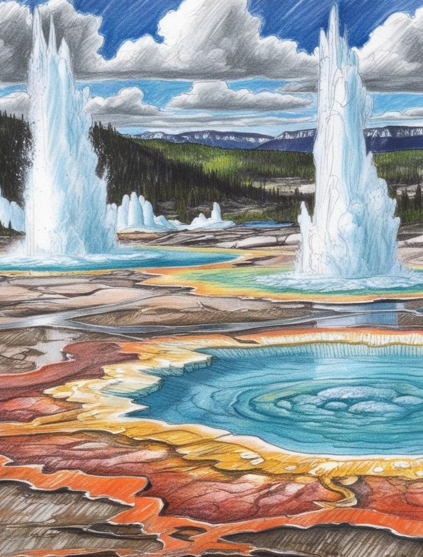Paint by Number Yellowstone National Park -Geysers of Yellowstone National Park