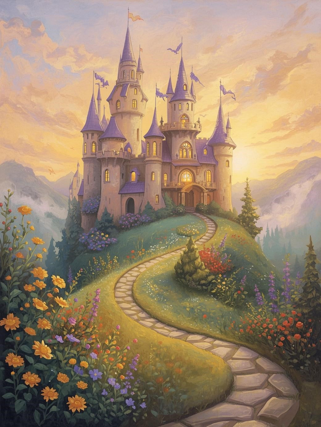 Paint by Number Enchanted Castle Path – Paint by Number Kit for Adults