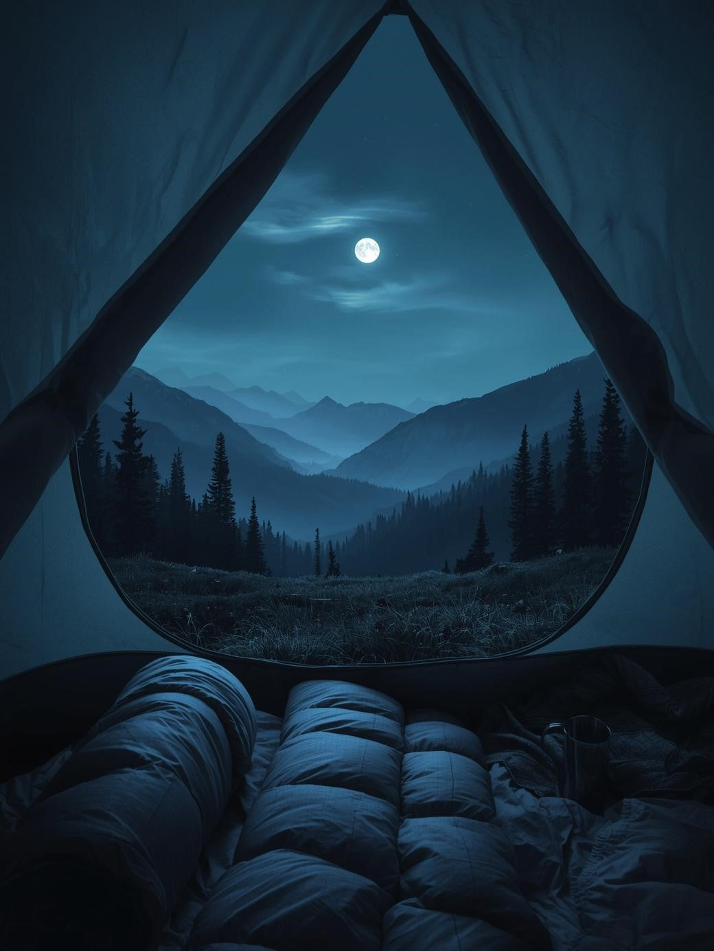 Paint by Number Moonlit Mountain View from Tent - Paint by Number Kit for Adults