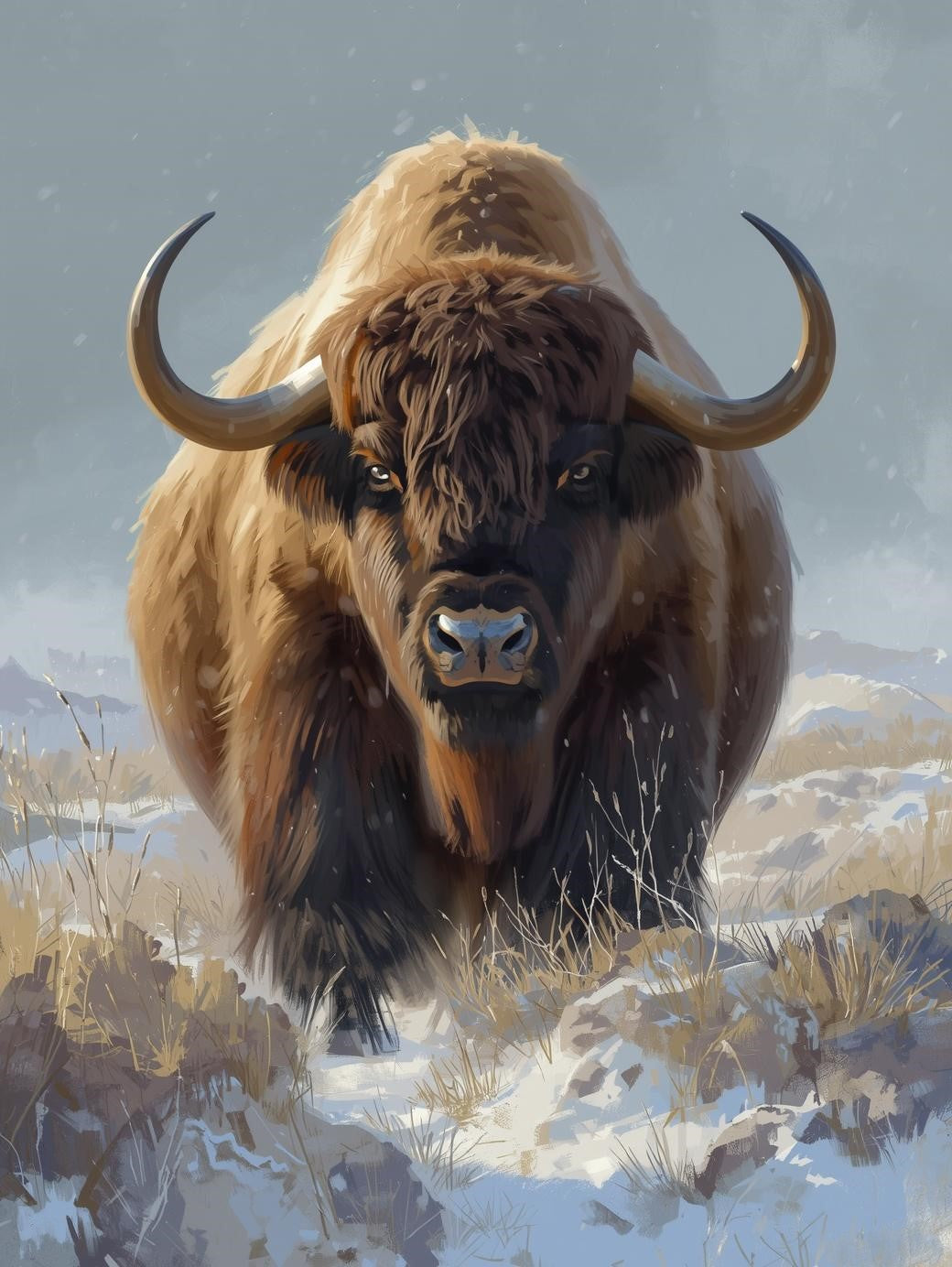 Paint by Number Majestic Winter Ox in Snowy Artic - Adult Paint by Number