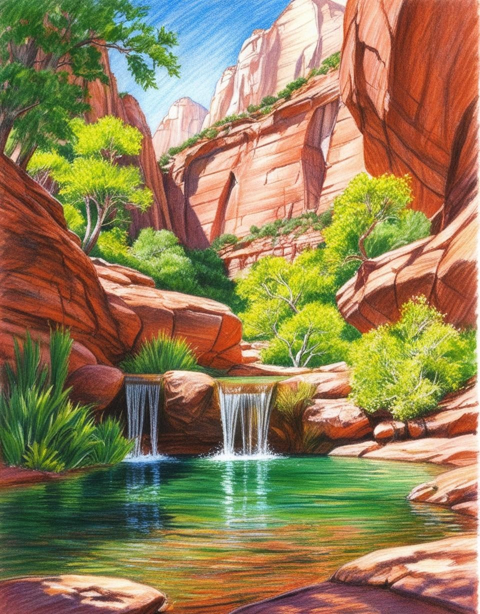 Paint by Number Zion National Park (Utah) Zion’s Tranquil Pools