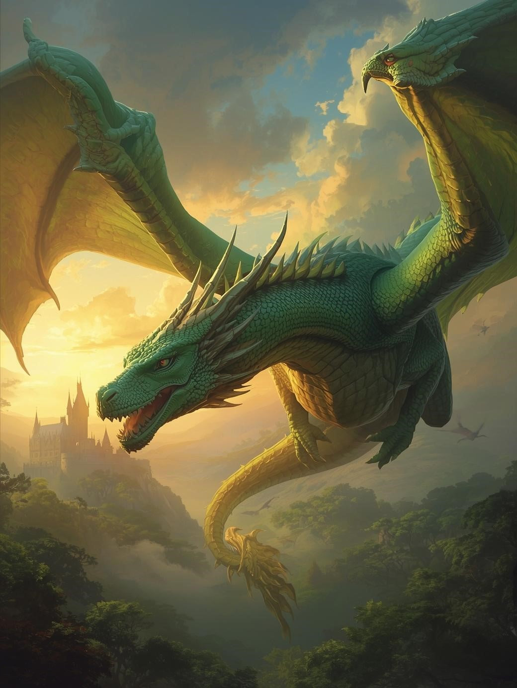 Paint by Number Emerald Dragon Flight – Dragon Canvas Art Kit