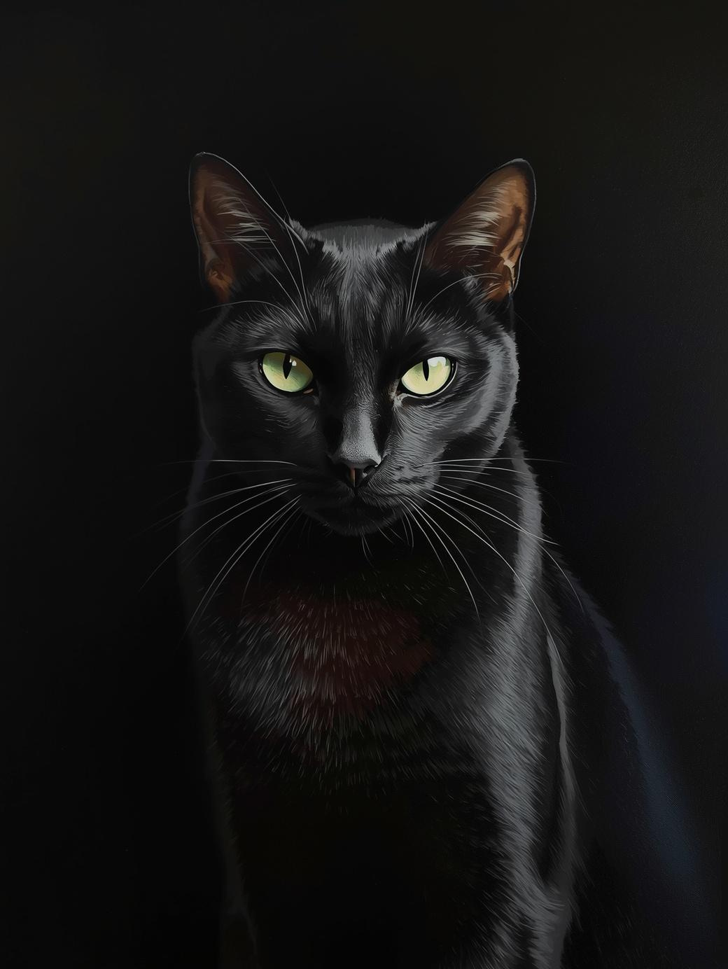 Paint by Number Obsidian Black Cat Portrait – Gothic Paint by Number Kit for Adults
