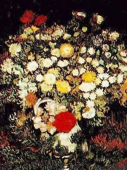 Chrysanthemums And Wild Flowers In A Vase By Vincent Van Gogh Paint By Number