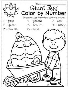 Free  Color By Number Easter