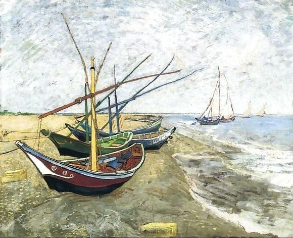 Fishing Boats On The Beach At Saintes Maries By Vincent Van Gogh Paint By Number