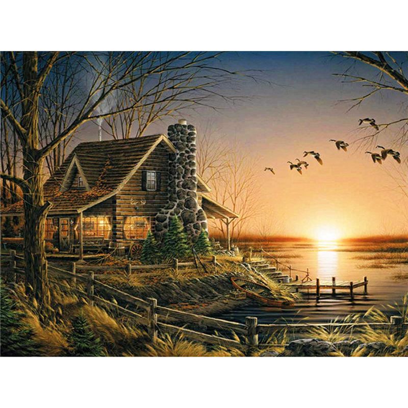 Cabin by the Lake Paint by Numbers Kit DIY Painting by Number for Adults Framed  Canvas Paint by Number Numbers Kit Personalized Gift 