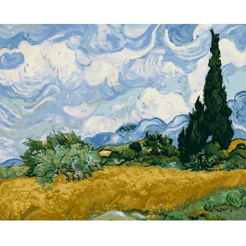 Wheat Field With Cypresses by Vincent Van Gogh Paint By Number
