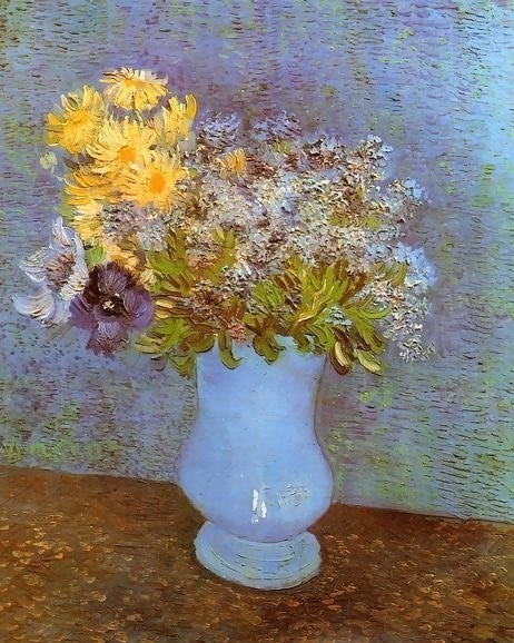 Vase With Lilacs Daisies And Anemones By Vincent Van Gogh Paint by Number