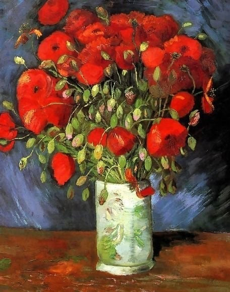 Vase With Red Poppies By Vincent Van Gogh Paint by Number