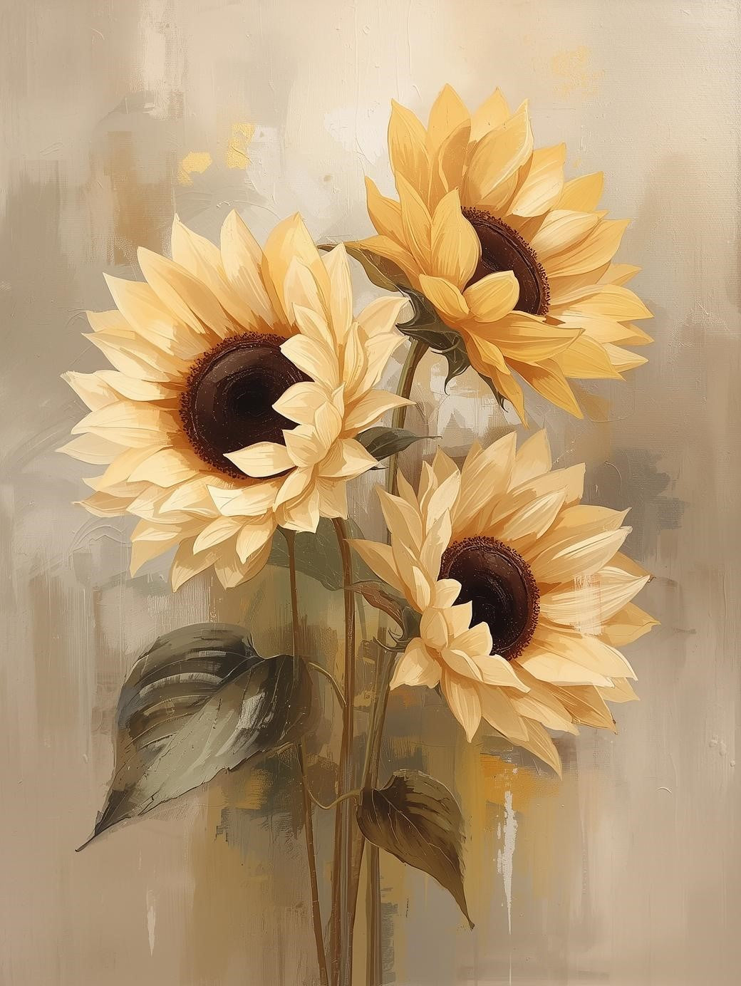 Paint by Number Golden Sunflower Trio – Paint by Number for Adults