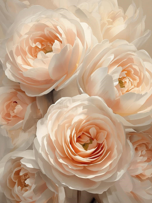 Paint by Number Soft Blush Rose Close-Up – Adult Paint by Number Kit
