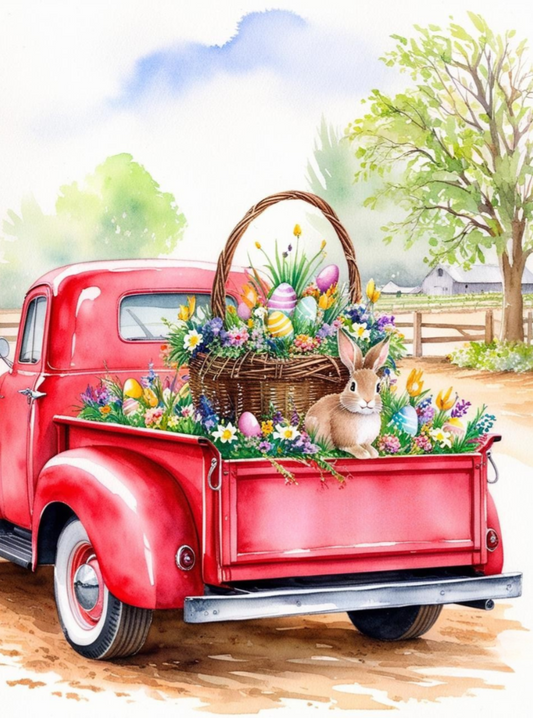 Paint By Number Vintage Truck Easter Bunny Adventure