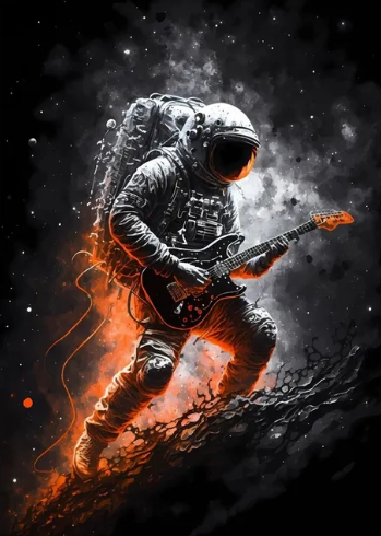 Paint by Number Galactic Astronaut with Guitar
