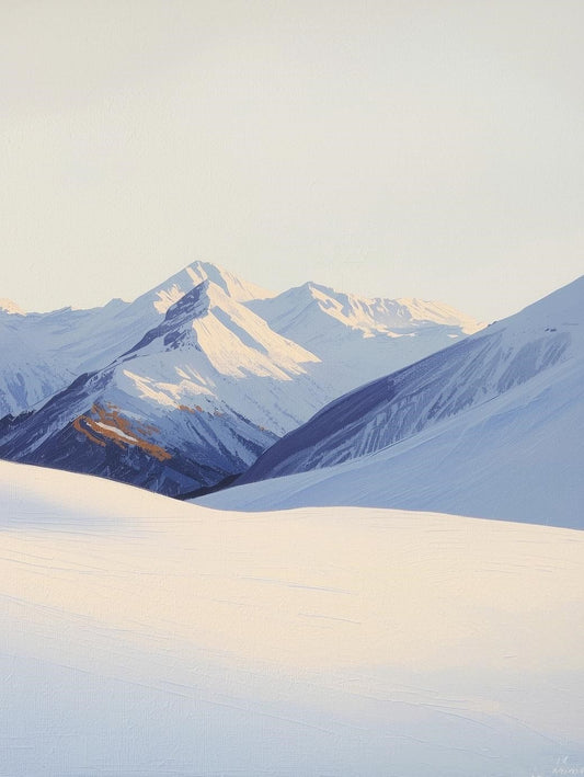 Paint by Number Minimal Snow Covered Mountain Landscape - DIY Paint by Number Canvas Kit for Adults