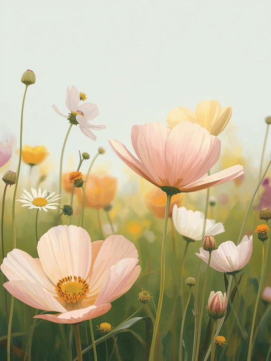 Paint by Number Pastel Wildflower Field – DIY Paint by Number Kit