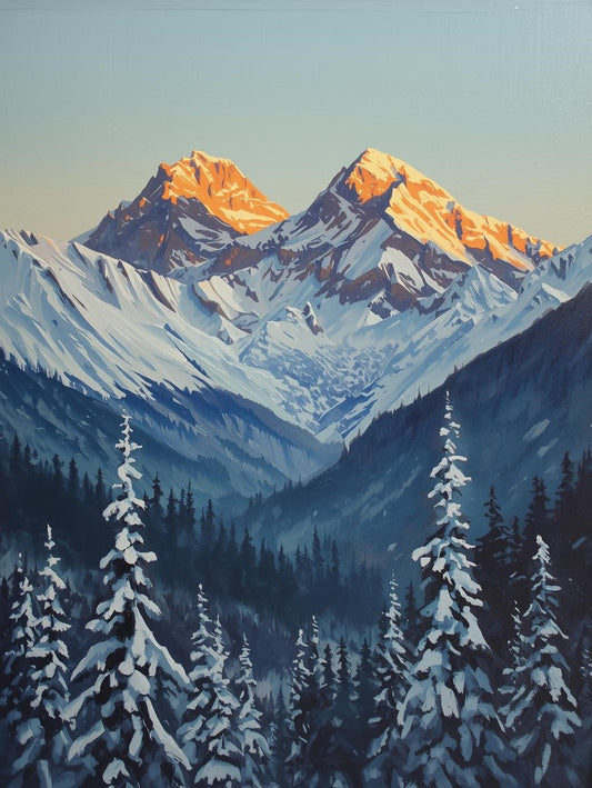 Paint by Number Snowy Mountain Peaks at Sunrise - DIY Paint by Number Kit for Adults