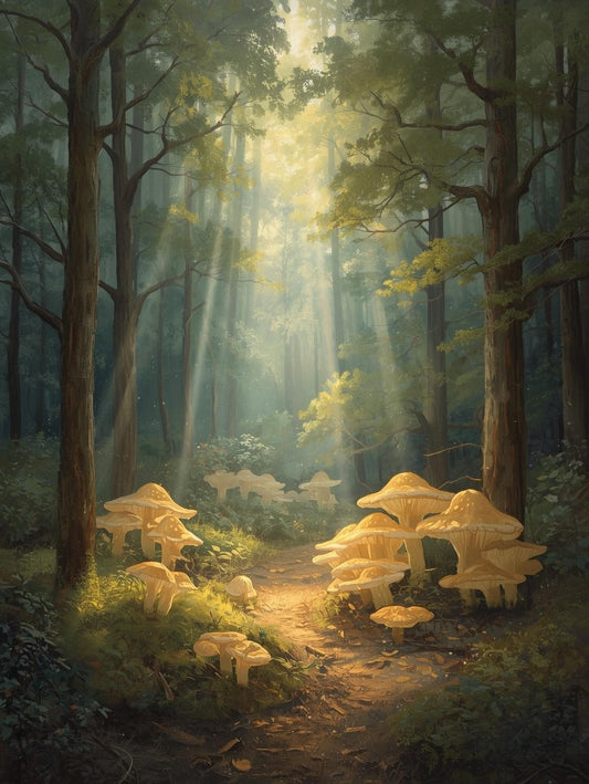 Paint by Number Golden Forest Mushroom Path – Paint by Number for Adults