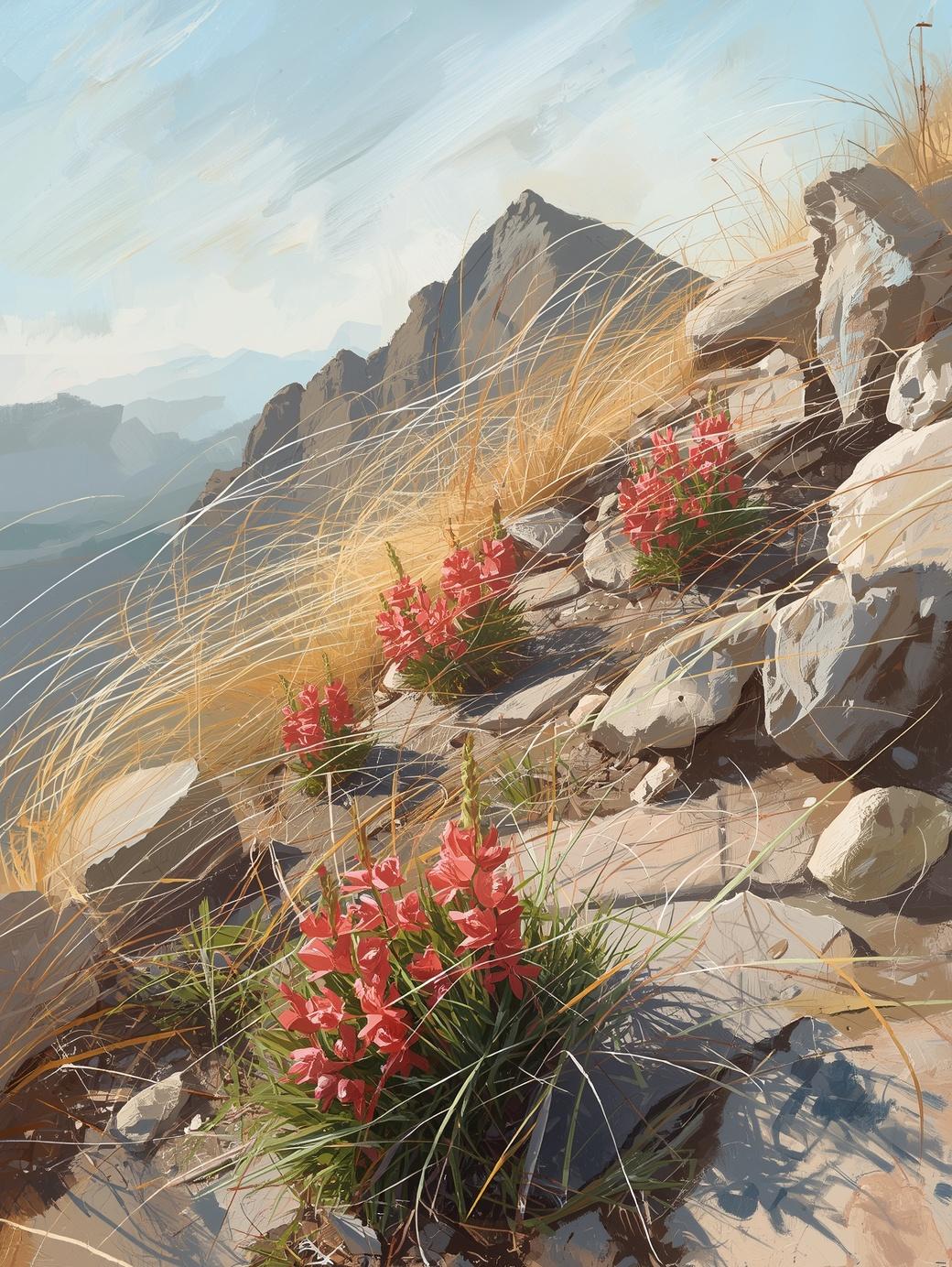 Paint by Number High Desert Ridge with Red Penstemon – Paint by Number Canvas Kit